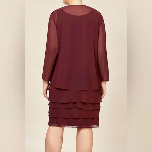 Tiered & Timeless SLNY Chiffon Jacket Dress Size 18 - Picture 4 of 12